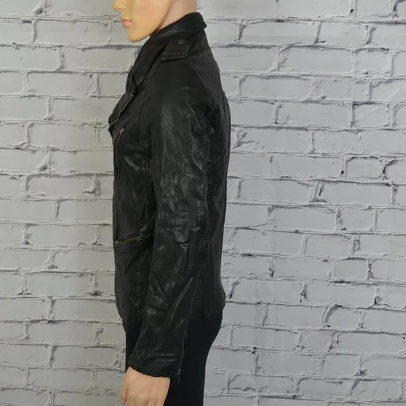 Mens Scotch and Soda Leather Biker Jacket Motorcycle cafe racer size small